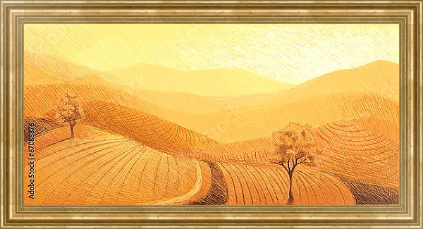 Постер Оранжевый горизонт с типом исполнения На холсте в раме в багетной раме NA033.1.051