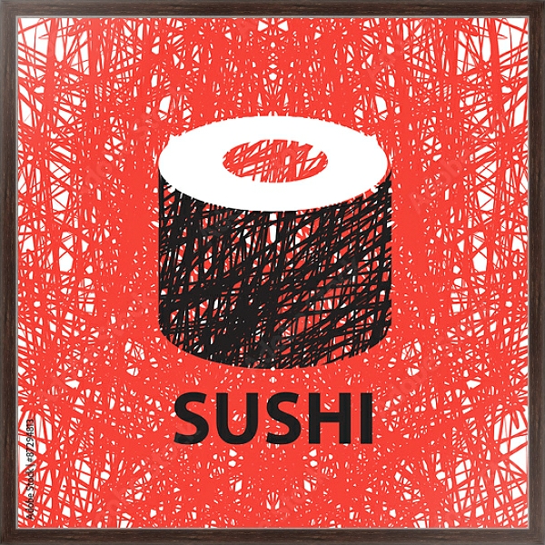 Постер Суши из линий с типом исполнения На холсте в раме в багетной раме 221-02