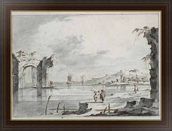Постер The Venetian lagoon with ruins and figures с типом исполнения На холсте в раме в багетной раме 1.023.151