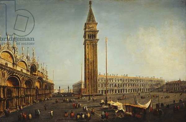 Постер The Piazza San Marco, Venice, from the Torre dell'Orologio, c.1737-9 с типом исполнения На холсте без рамы