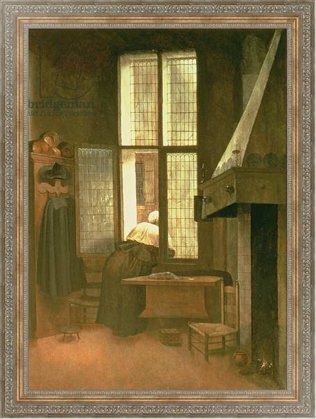 Постер Woman at a Window, 1654 с типом исполнения На холсте в раме в багетной раме 484.M48.310