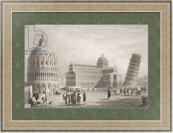 Постер Pisa, engraved by William Finden с типом исполнения Акварель в раме в багетной раме 485.M40.584