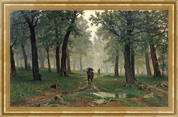 Постер Дождь в дубовом лесу. 1891 с типом исполнения На холсте в раме в багетной раме NA033.1.051