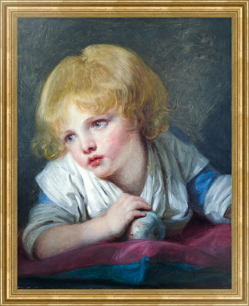 Постер Ребенок с яблоком с типом исполнения На холсте в раме в багетной раме NA033.1.051