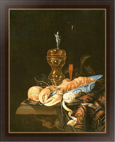 Постер A Still Life with a Lobster in a Delft Bowl с типом исполнения На холсте в раме в багетной раме 1.023.151