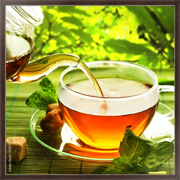 Постер Чайник травяного чая с типом исполнения На холсте в раме в багетной раме 221-02
