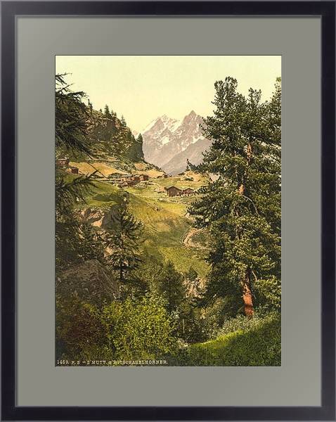 Постер Швейцария. Долина в Альпах с типом исполнения Под стеклом в багетной раме 221-01