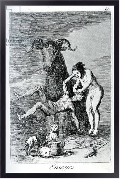 Постер Trials, plate 60 of 'Los caprichos', 1799 с типом исполнения На холсте в раме в багетной раме 221-01