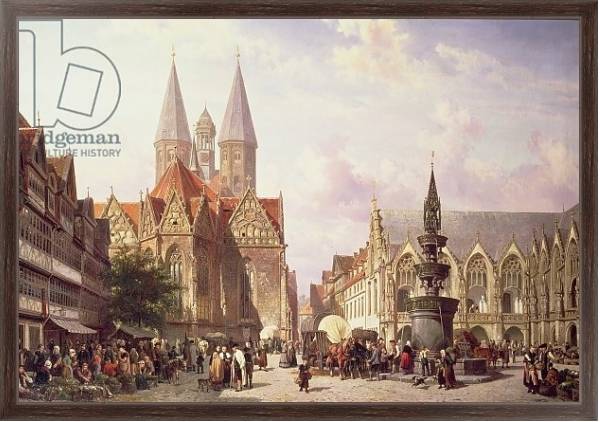 Постер Market Scene at Braunschweig с типом исполнения На холсте в раме в багетной раме 221-02