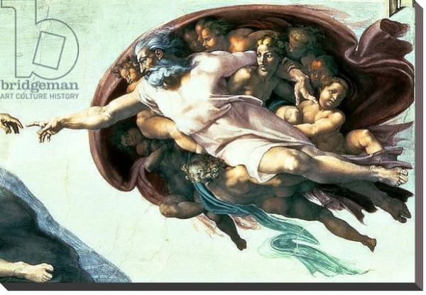 Постер Sistine Chapel Ceiling: Creation of Adam, 1510 с типом исполнения На холсте без рамы