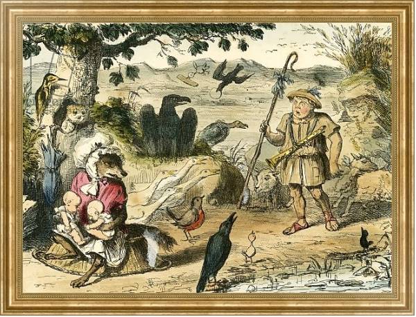 Постер Romulus and Remus discovered by a gentle shepherd с типом исполнения На холсте в раме в багетной раме NA033.1.051