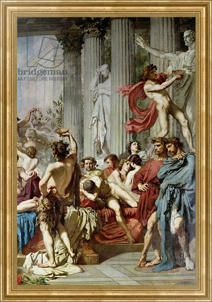 Постер The Romans of the Decadence, detail of the right hand group, 1847 с типом исполнения На холсте в раме в багетной раме NA033.1.051