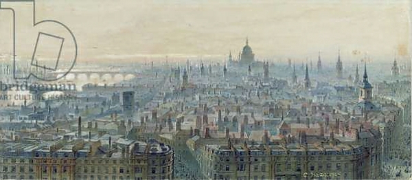Постер Panorama of London from the top of the Monument, looking west, 1848 с типом исполнения На холсте без рамы