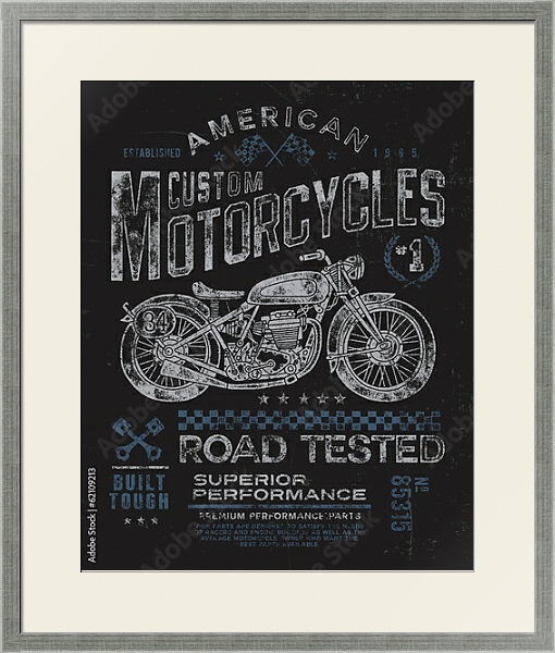 Постер Ретро плакат. Мотоциклы с типом исполнения Под стеклом в багетной раме 1727.2510
