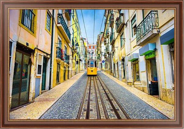 Постер Португалия, Лиссабон. Желтый трамвай №1 с типом исполнения На холсте в раме в багетной раме 35-M719P-83