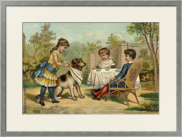 Постер Детские игры. Чаепитие с типом исполнения Под стеклом в багетной раме 1727.2510