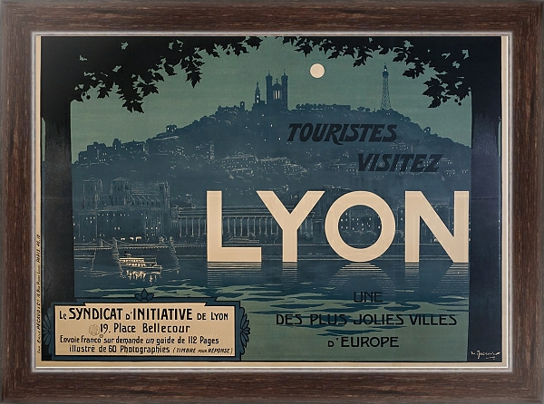 Постер Lyon, une des plus jolies villes d’Europe с типом исполнения На холсте в раме в багетной раме 221-02