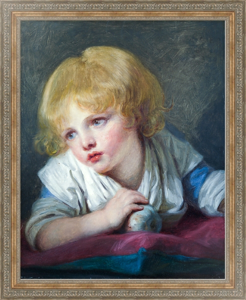 Постер Ребенок с яблоком с типом исполнения На холсте в раме в багетной раме 484.M48.310