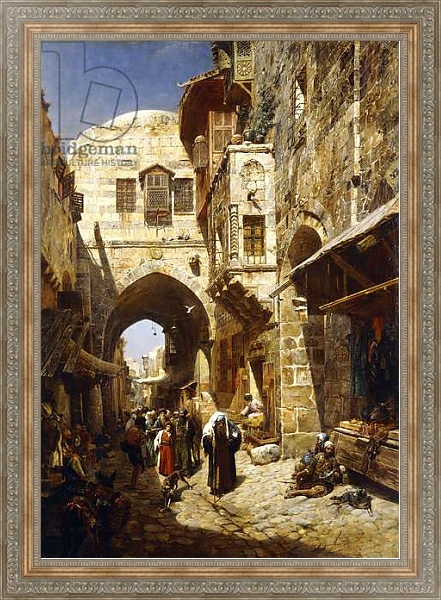 Постер Davidstrasse, Jerusalem, 1887 с типом исполнения На холсте в раме в багетной раме 484.M48.310