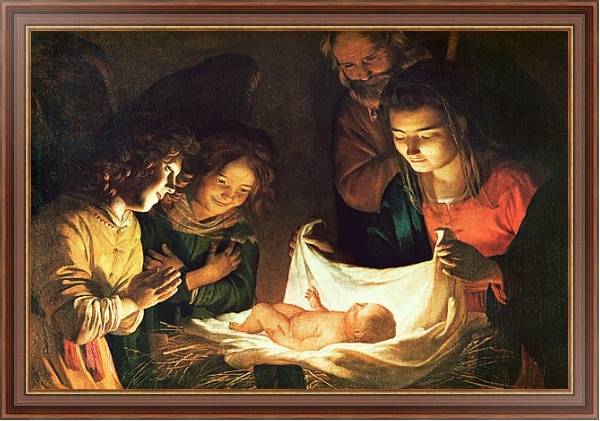 Постер Adoration of the baby, c.1620 с типом исполнения На холсте в раме в багетной раме 35-M719P-83