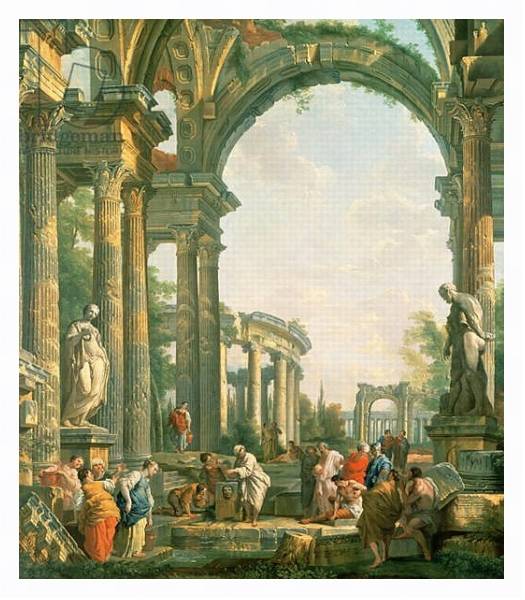 Постер Classical ruins, 18th century с типом исполнения На холсте в раме в багетной раме 221-03