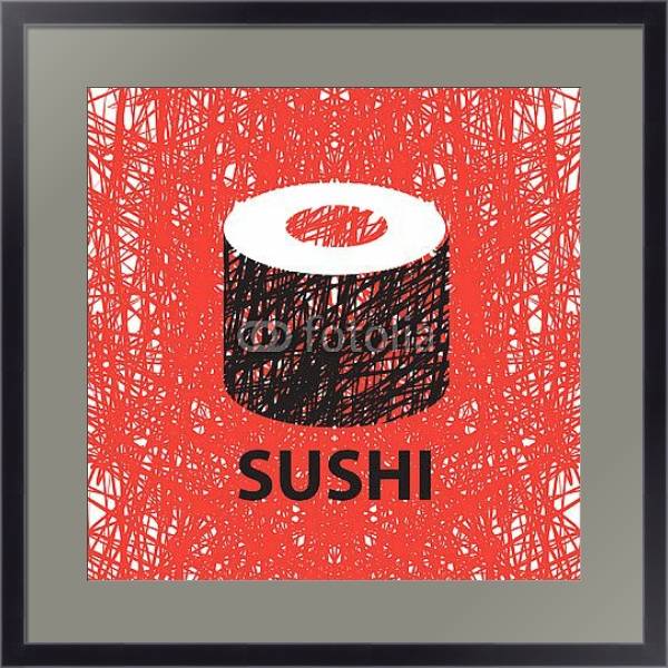 Постер Суши из линий с типом исполнения Под стеклом в багетной раме 221-01