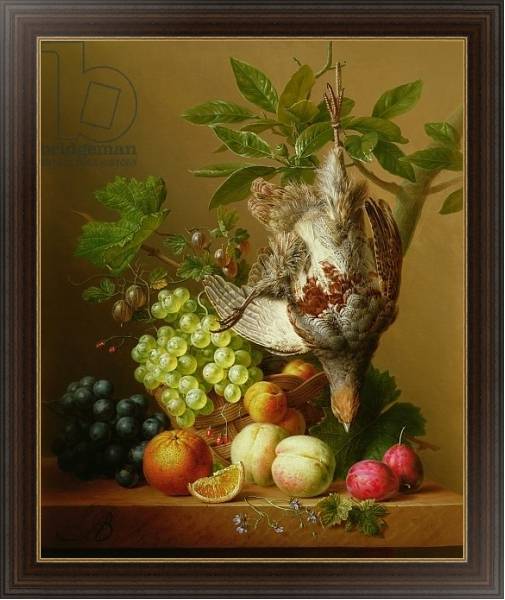 Постер Still Life with Fruit and a Dead Partridge с типом исполнения На холсте в раме в багетной раме 1.023.151