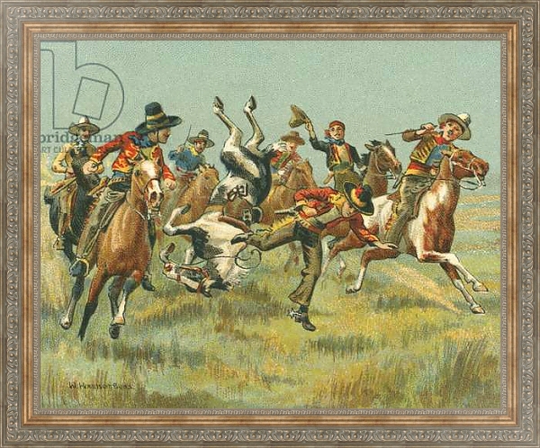 Постер Races Historic and Modern, Mexican Horse Races с типом исполнения На холсте в раме в багетной раме 484.M48.310