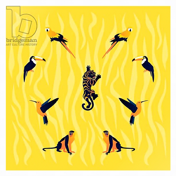 Постер animals-yellow-black с типом исполнения На холсте в раме в багетной раме 221-03
