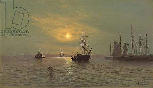 Постер Hoboken at Midnight, 1872 с типом исполнения На холсте без рамы