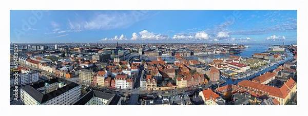 Постер Дания, Копенгаген. Панорамный вид с типом исполнения На холсте в раме в багетной раме 221-03