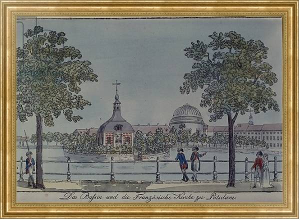 Постер The Pool and French Church in Potsdam, c.1796 с типом исполнения На холсте в раме в багетной раме NA033.1.051