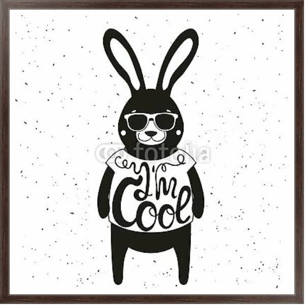 Постер Стильный кролик в солнцезащитных очках с типом исполнения На холсте в раме в багетной раме 221-02