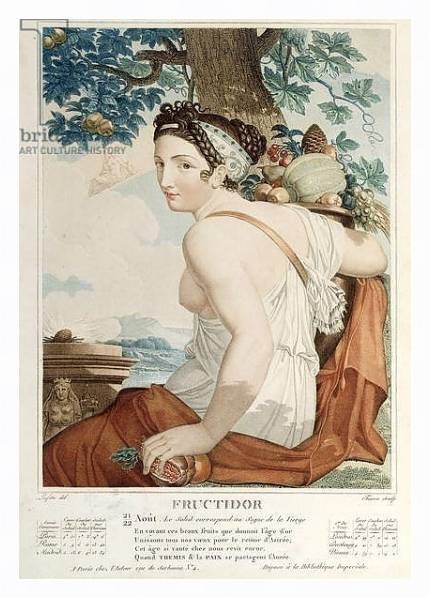 Постер Fructidor twelfth month of the Republican Calendar, engraved by Tresca, c.1794 с типом исполнения На холсте в раме в багетной раме 221-03