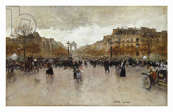 Постер Rond Point des Champs Elysees, Paris, с типом исполнения На холсте в раме в багетной раме 221-03