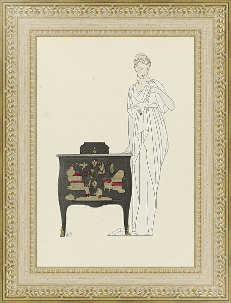 Постер La Commode en Laque. / Robe du soir de Worth. с типом исполнения Акварель в раме в багетной раме 484.M48.725