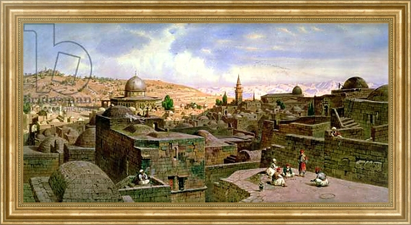 Постер A View of Jerusalem, with the Dome of the Holy Rock, 1864 с типом исполнения На холсте в раме в багетной раме NA033.1.051