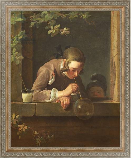 Постер Soap Bubbles, c. 1733- 34 с типом исполнения На холсте в раме в багетной раме 484.M48.310