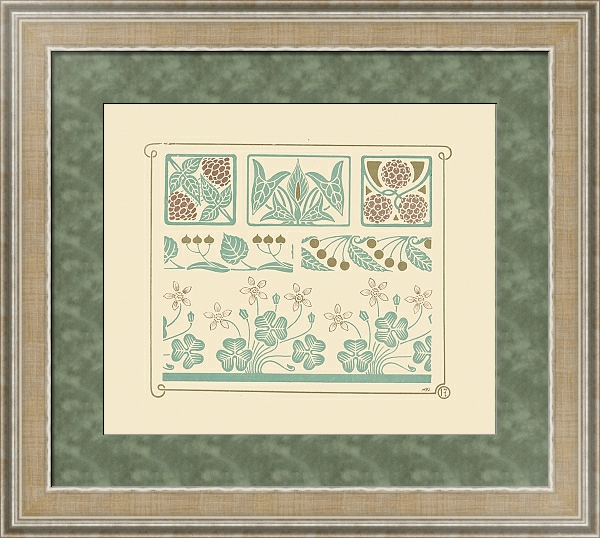 Постер Abstract design based on leaf, clover, berry shapes. с типом исполнения Акварель в раме в багетной раме 485.M40.584