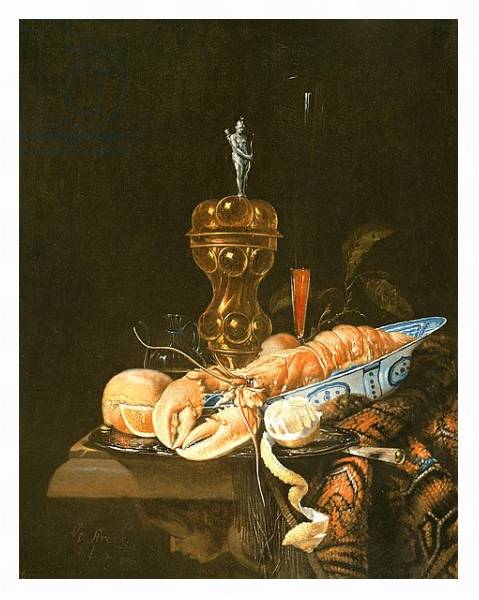 Постер A Still Life with a Lobster in a Delft Bowl с типом исполнения На холсте в раме в багетной раме 221-03