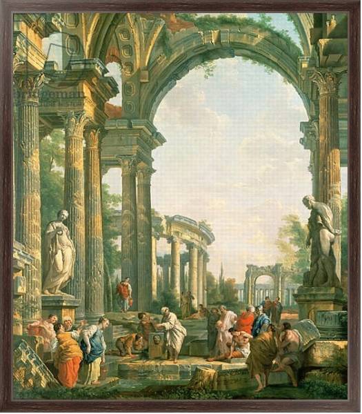 Постер Classical ruins, 18th century с типом исполнения На холсте в раме в багетной раме 221-02