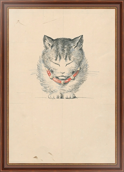 Постер Cat with collar с типом исполнения На холсте в раме в багетной раме 35-M719P-83