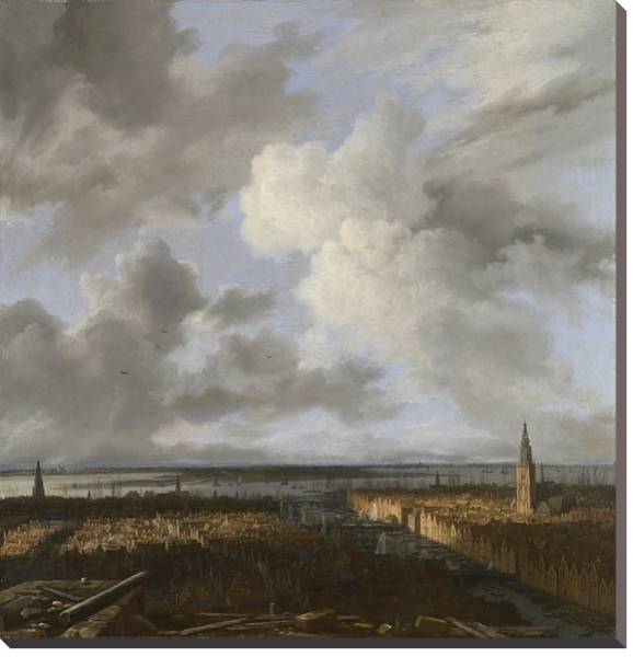Постер Панорамный вид Амстердама с типом исполнения На холсте без рамы