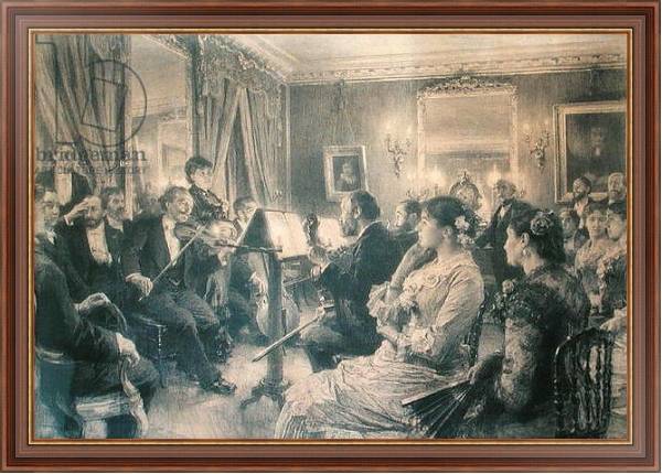 Постер The Quartet or The Musical Evening at the House of Amaury Duval, 1881 с типом исполнения На холсте в раме в багетной раме 35-M719P-83