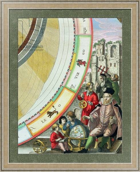 Постер Tycho Brahe, detail from a map showing his system of planetary orbits, from 'The Celestial Atlas с типом исполнения Акварель в раме в багетной раме 485.M40.584