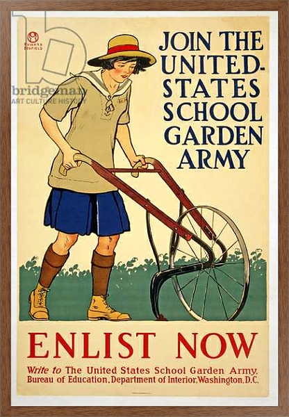 Постер Join the United States School Garden Army - Enlist now, 1918 с типом исполнения На холсте в раме в багетной раме 1727.4310