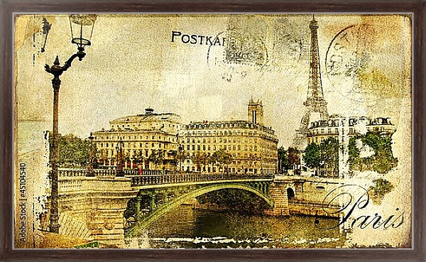 Постер Воспоминания о Париже с типом исполнения На холсте в раме в багетной раме 221-02