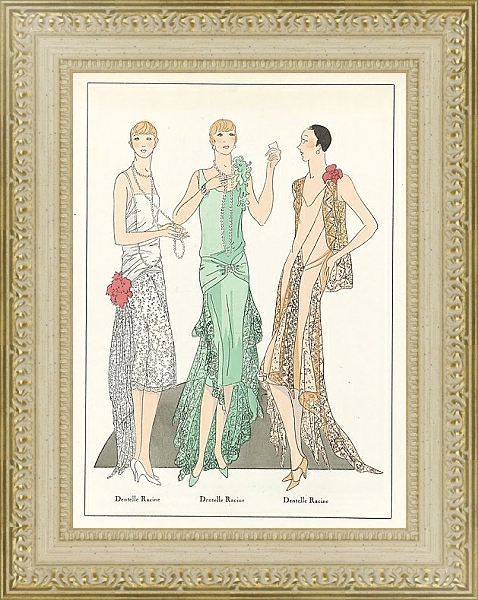 Постер Art – Goût – Beauté, Feuillets de l’ élégance féminine, Juin 1929, No. 106, 9e Année, p.25 с типом исполнения Акварель в раме в багетной раме 484.M48.725