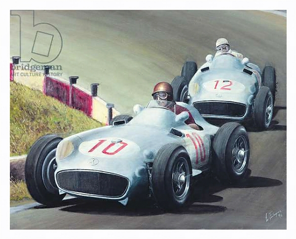 Постер Fangio and Moss in 1955, 1994 с типом исполнения На холсте в раме в багетной раме 221-03