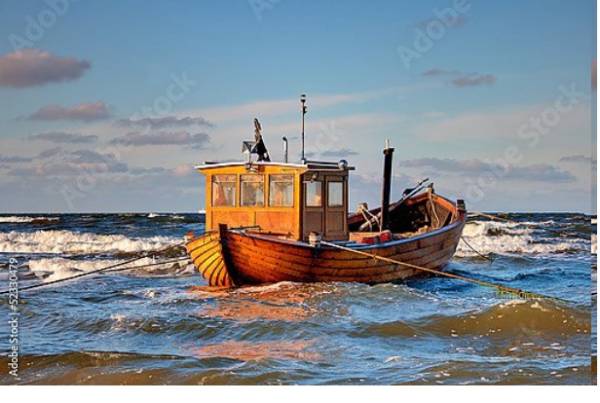 Постер Лодка в Балтийском море с типом исполнения На холсте без рамы